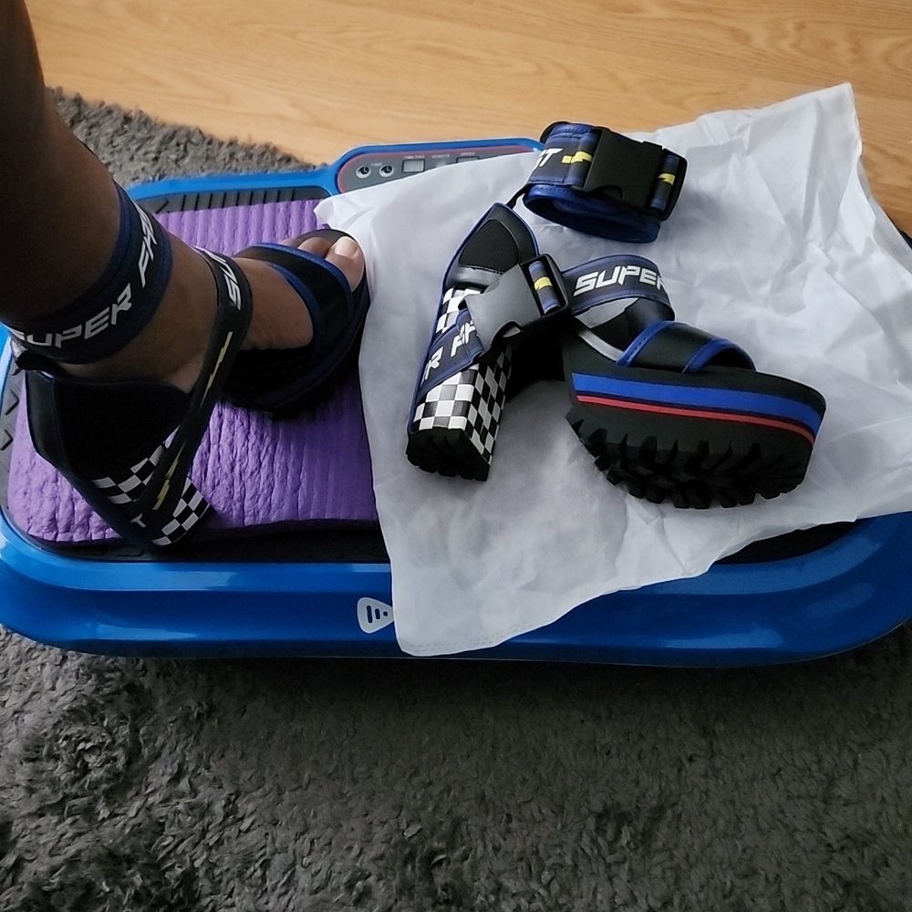 Dolls Kill Blue and Black Platform Sandals
